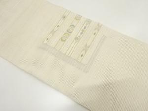 絽　横段に抽象模様織り出し　名古屋帯